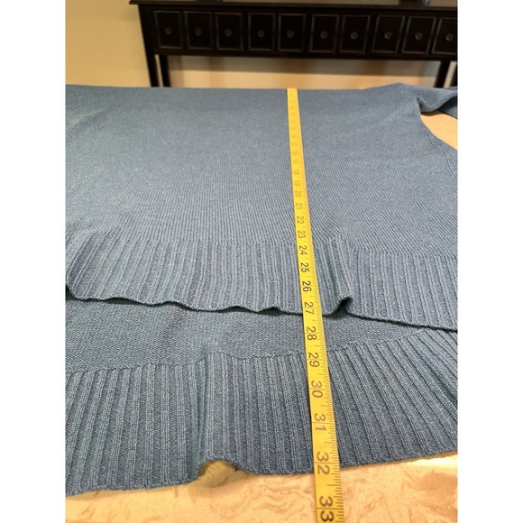 Eileen Fisher Recycled Cashmere Oversized Sweater Blue High Low Size S/M Flaw - Picture 9 of 9